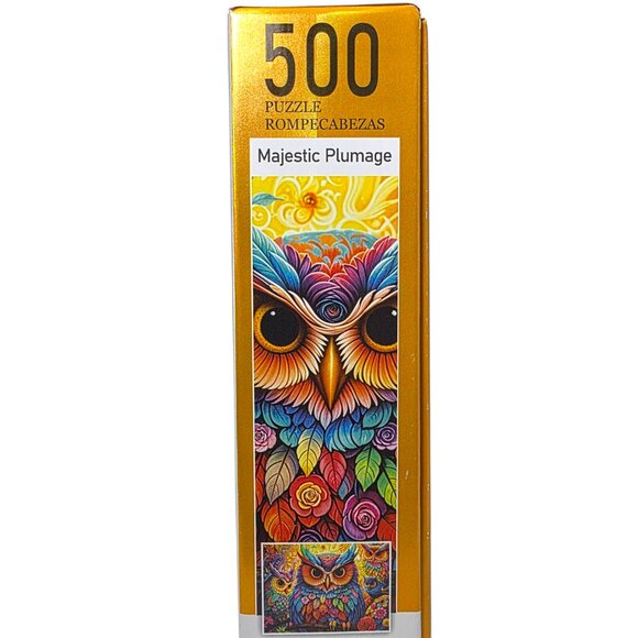 Owls Metallic Puzzle 500 Pieces 27.5" x 19.5" Majestic Plumage Premium Board - Picture 6 of 7